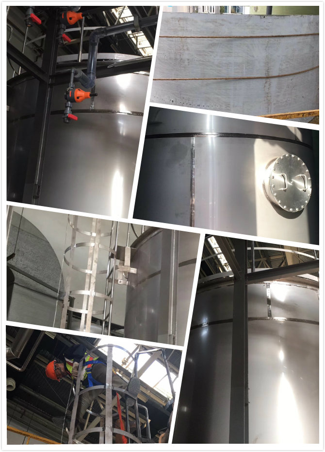 春來(lái)機(jī)械的30立方不銹鋼純水罐的現(xiàn)場(chǎng)制作